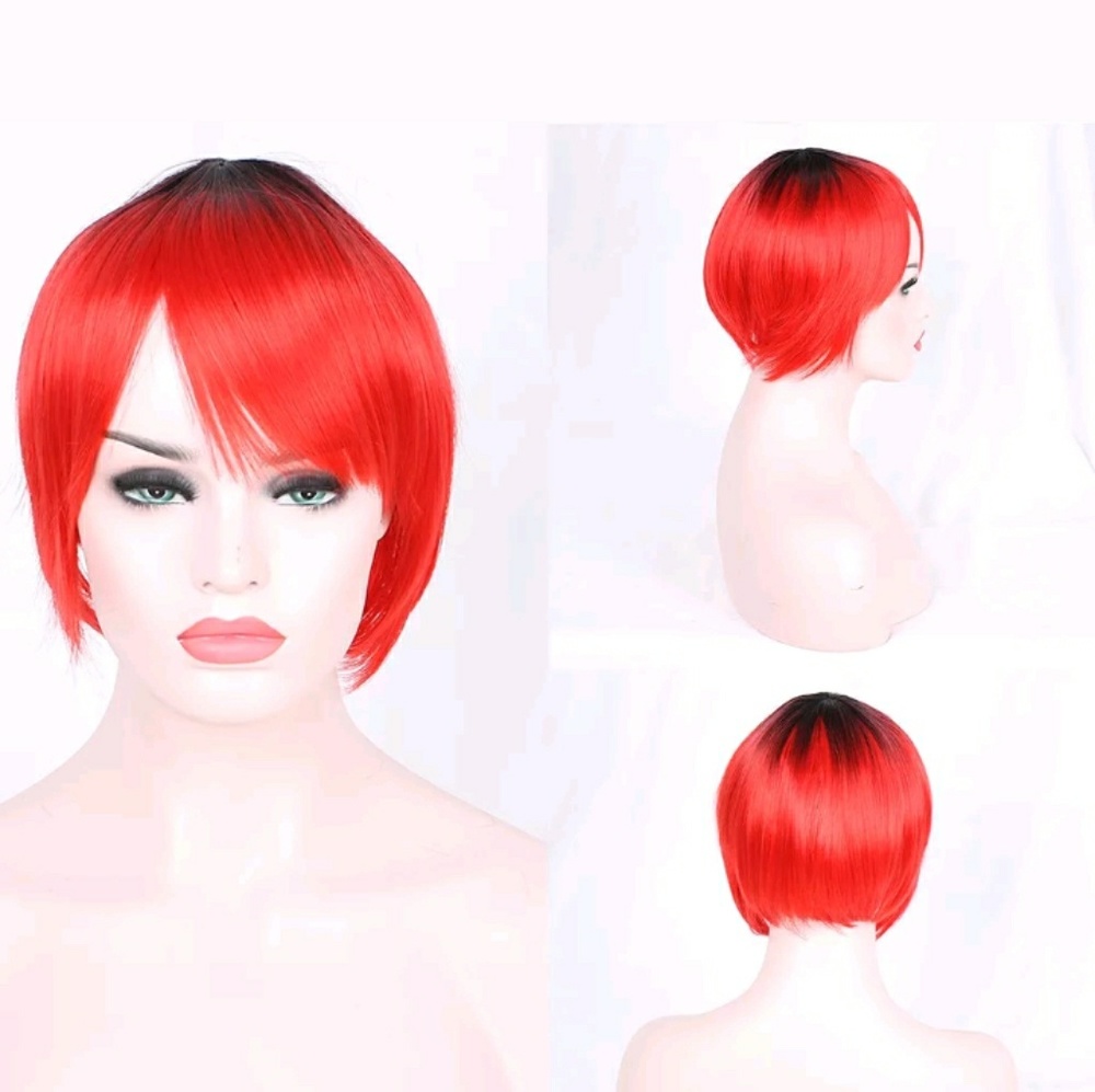 Sort red bob wig